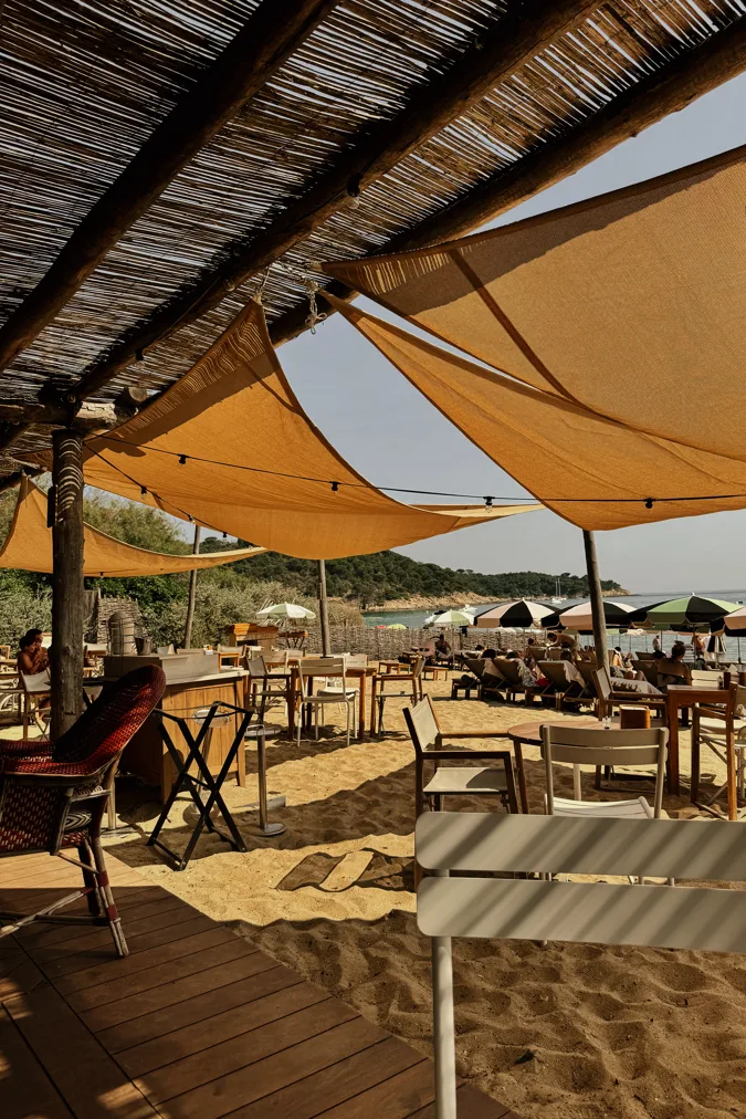 Beach club with parasols