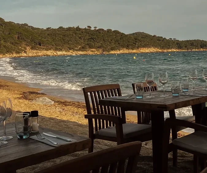 Beachfront dining table
