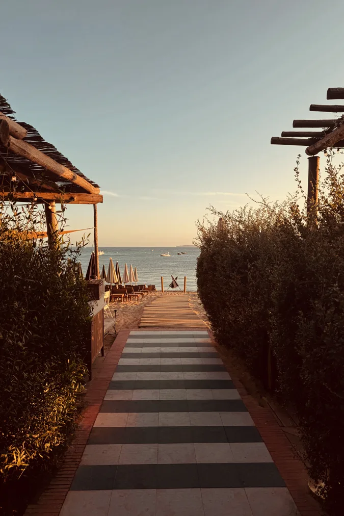 Path to the sea at sunset