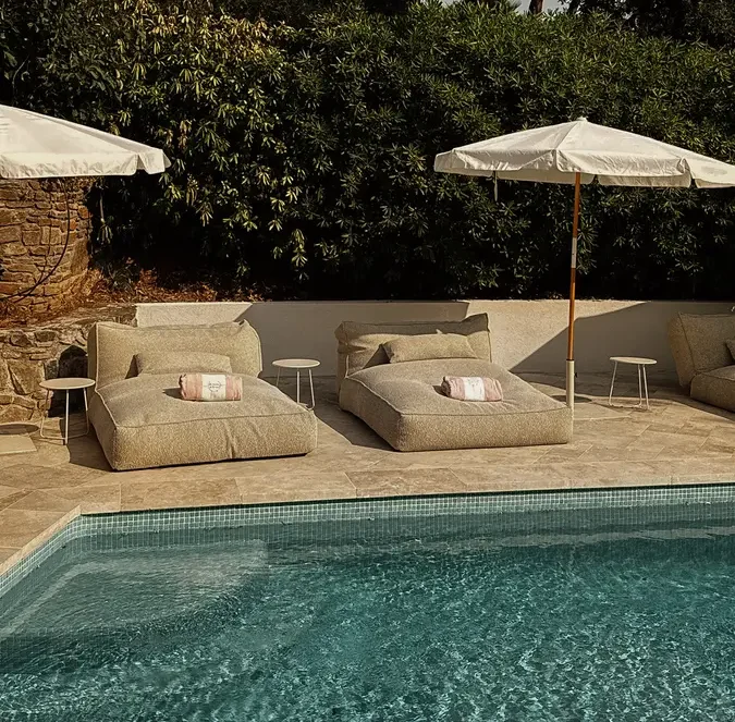 Poolside sun beds
