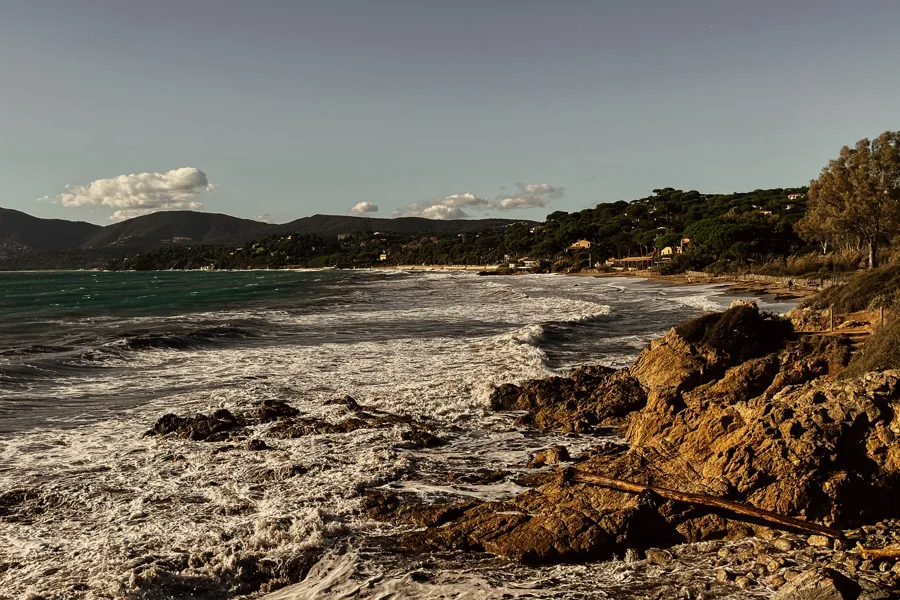Rocky shore with waves